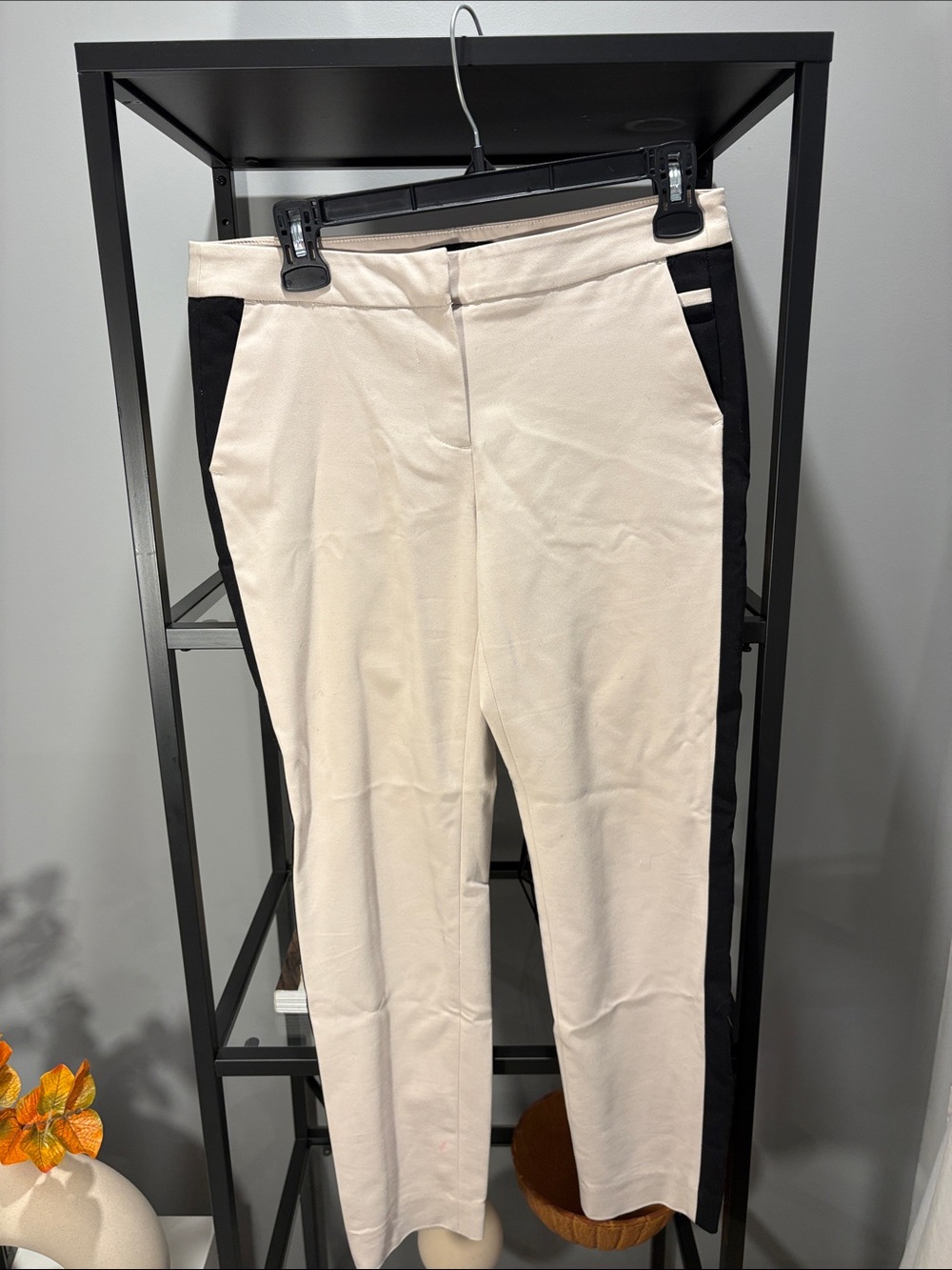 017 Cream and Black Ponte Slim Ankle Pants - Women